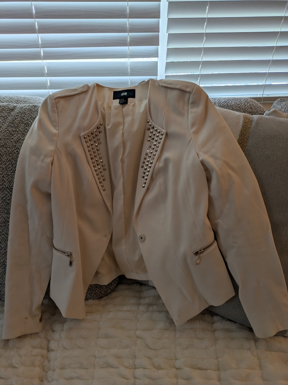 H&M Cream Blazer with Silver Stud Details